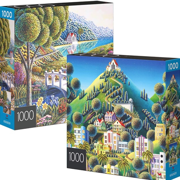2-Pack of 1000-Piece Jigsaw Puzzles, age 8 and up, Daffodils and Hidden Village - Picture 3 of 7